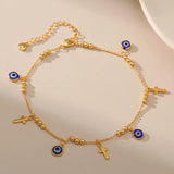 Evil Eye Anklets for Women Beach Accessories Leg Bracelet Stainless Steel
