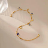 Evil Eye Anklets for Women Beach Accessories Leg Bracelet Stainless Steel