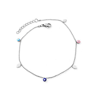 Evil Eye Round Ball Anklet Stainless Steel