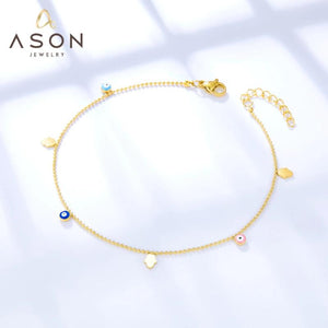 Evil Eye Round Ball Anklet Stainless Steel