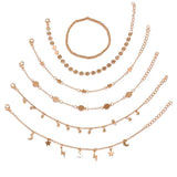 Bohemia Multilayer Beads Anklet Set Sequins Star Ankle Bracelets