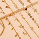 Bohemia Multilayer Beads Anklet Set Sequins Star Ankle Bracelets