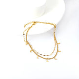 Stainless Steel Double Chain Anklets for Women Coin Moon Smiley Leg Bracelet