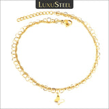 Stainless Steel Butterfly Charm Anklets Double Foot Chain Bracelet