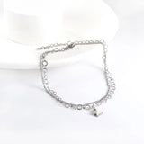 Stainless Steel Butterfly Charm Anklets Double Foot Chain Bracelet
