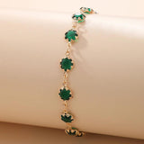 Docona Bohemian Green Crystal Stone Anklets for Women