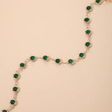 Docona Bohemian Green Crystal Stone Anklets for Women