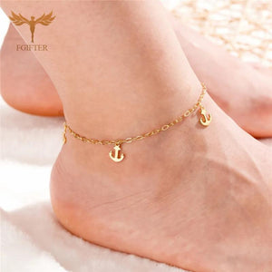 Casual Anchor Anklets Women Stainless Steel Bracelets with Charms
