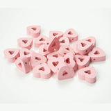 20Pcs Pink Heart Wooden Beads Bracelets Making