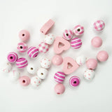 20Pcs Pink Heart Wooden Beads Bracelets Making
