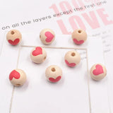 20Pcs Pink Heart Wooden Beads Bracelets Making