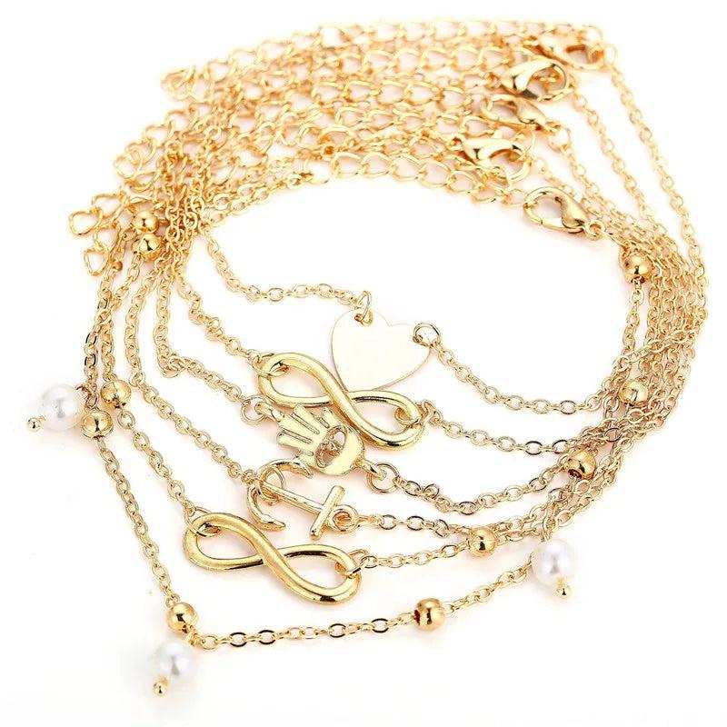 Heart Pendant Anklet Girl Summer Beach Ankle Bracelet Women Accessories Jewelry