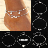 Heart Pendant Anklet Girl Summer Beach Ankle Bracelet Women Accessories Jewelry