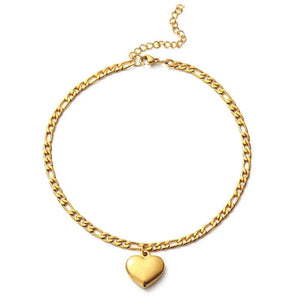 Chain Heart Charm Anklet Silver Stainless Steel Ankle Bracelet Beach Jewelry