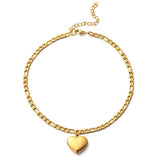 Chain Heart Charm Anklet Silver Stainless Steel Ankle Bracelet Beach Jewelry