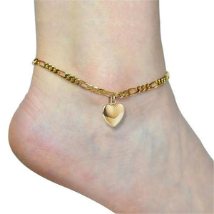Chain Heart Charm Anklet Silver Stainless Steel Ankle Bracelet Beach Jewelry