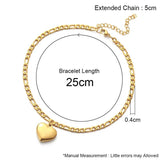 Chain Heart Charm Anklet Silver Stainless Steel Ankle Bracelet Beach Jewelry