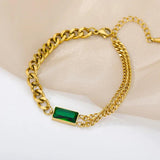 Green Stone Cuban Chain Anklet Leg Bracelet for Women