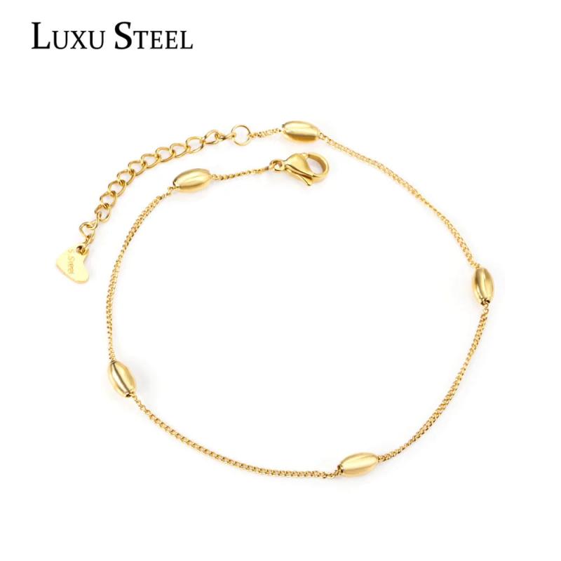 Stainless Steel Oval Balls Anklets Bracelet Beach Wedding