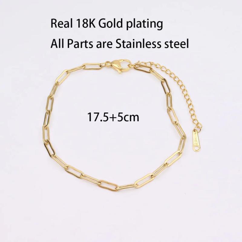 3pcs Stainless Steel Bracelets Anklets Vacuum Plating DIY Handmade
