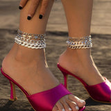 Multilayered Rhinestone Barefoot Toe Anklet