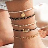 Boho Shell Beaded Anklets Rope Foot Chain Jewelry
