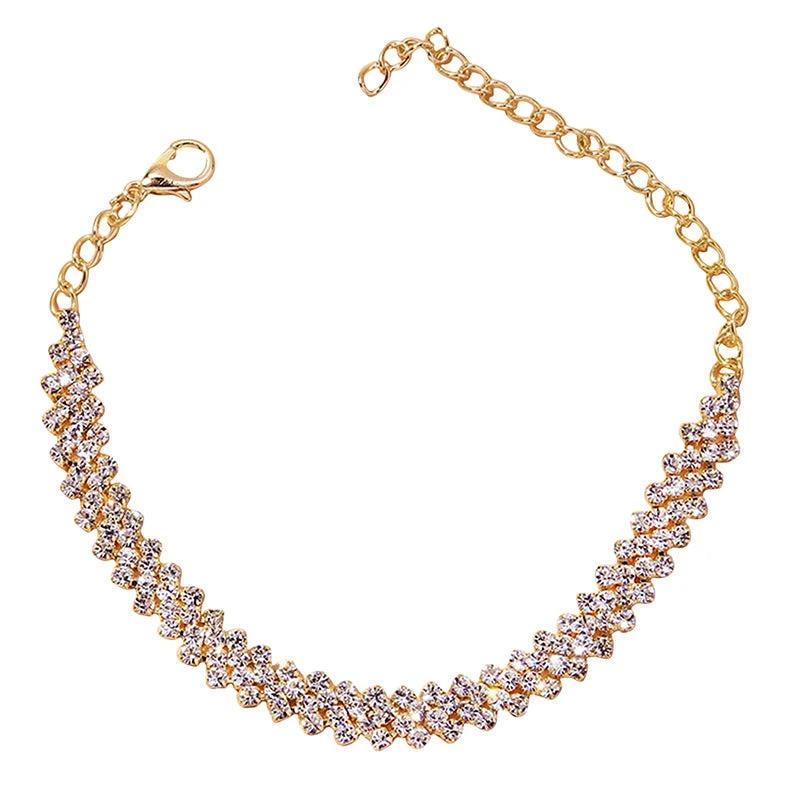 Crystal Lozenge Anklet Bohemian Vintage Ankle Sandals Chain Jewelry