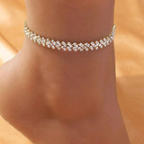 Crystal Lozenge Anklet Bohemian Vintage Ankle Sandals Chain Jewelry