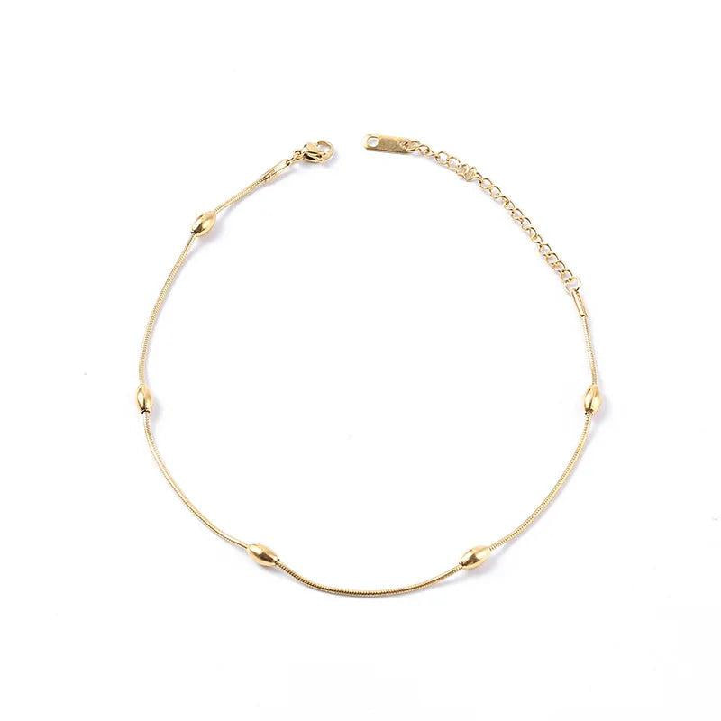 Stainless Steel Beads Anklets for Women - Adjustable Foot Chain Bracelet Anklet