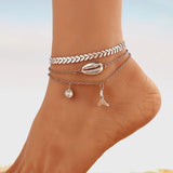 Boho Silver Heart Butterfly Anklet Foot Jewelry