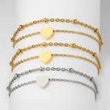 Double Heart Charm Anklet Silver Stainless Steel Beach Jewelry