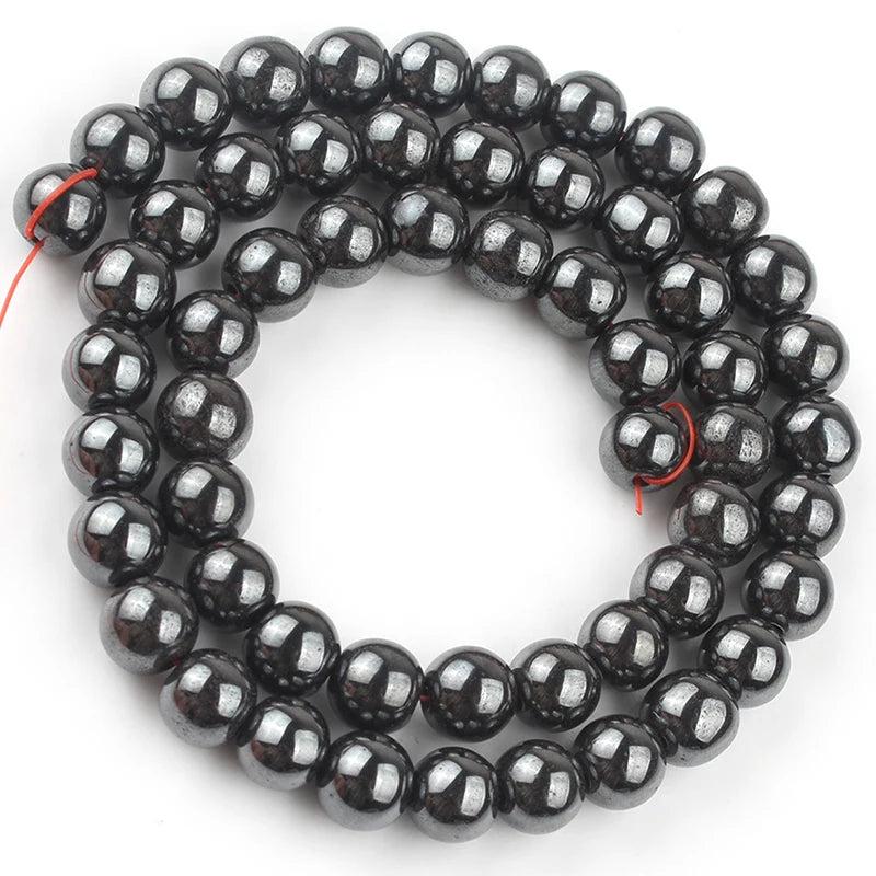 Natural Hematite Stone Beads Rose Silver Round Spacer Beads Jewelry DIY