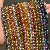 Natural Hematite Stone Beads Rose Silver Round Spacer Beads Jewelry DIY