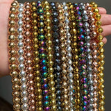 Natural Hematite Stone Beads Rose Silver Round Spacer Beads Jewelry DIY