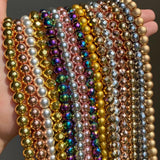Natural Hematite Stone Beads Rose Silver Round Spacer Beads Jewelry DIY