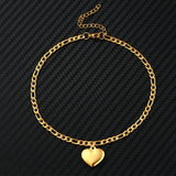 Heart Charm Anklet Silver Stainless Steel Ankle Bracelet