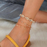 Colorful Rope Star Crystal Stone Tassel Anklet for Women