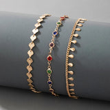 Colorful Rope Star Crystal Stone Tassel Anklet for Women