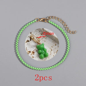 Korea Resin Bear Balloon Dog CZ Charm Anklets For Women