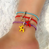 Korea Resin Bear Balloon Dog CZ Charm Anklets For Women