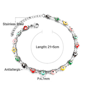 Colorful Evil Eye Beads Anklet for Women - Boho Eye Charms Anklet