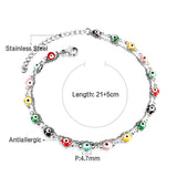 Colorful Evil Eye Beads Anklet for Women - Boho Eye Charms Anklet