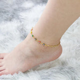 Colorful Evil Eye Beads Anklet for Women - Boho Eye Charms Anklet