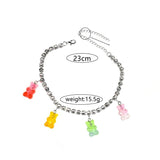 Colorful Bear Anklet Rhinestone Shine Jewelry Thick Chain