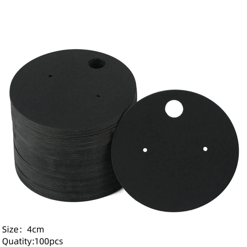 100pcs Round Cardboard Earring Holder Cards Tag Self-Seal Bags