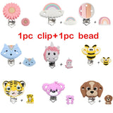 Cartoon Animals Baby Silicone Bead Clips Dummy Holder Food DIY Pacifier Chain