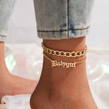 Boho Butterfly Letter Pendant Anklets for Women Star Sequins Chain Anklet