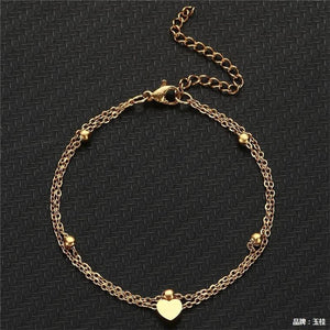 Heart Charm Anklet Silver Stainless Steel Foot Ankle Bracelet