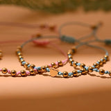 2Pcs Beads Knotted Heart Anklet Set for Women