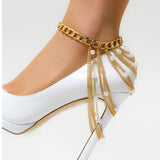 Long Tassel Pearl Chain Anklets for Women